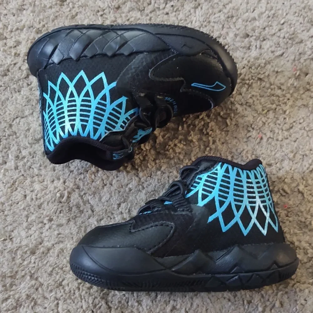 Puma Melo MB.01 JR Black/Teal Toddlers Sneakers Size 4c PRE-OWNED